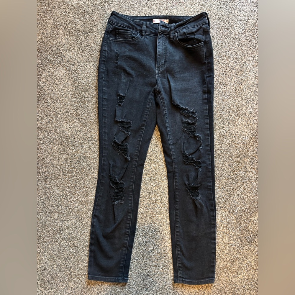 Distressed Black Women's Jeans